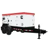 Generador remolcable de 160 – 200 kW, a diésel de nivel 4 CUMMINS blanco, negro y rojo