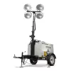 White and black Generac diesel powered Towable Light Tower with a Generator and Vertical Mast