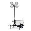 White and black GENERAC Towable Light Tower with 6kW Generator, 4,200W, 30 ft. de mástil vertical, a diésel