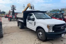 Dump truck at construction site