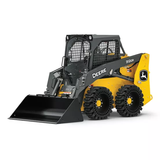 Cargador compacto de 1,350 – 1,700 lb JOHNDEERE amarillo y negro