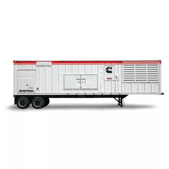 Generador remolcable de 1,200 – 1,500 kW, a diésel CUMMINS blanco, negro y rojo