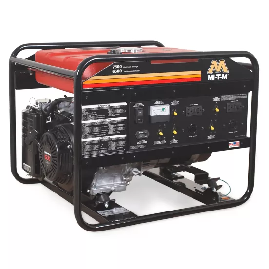 Generador portátil de 7,500 – 7,900 W, a gasolina MI-T-M rojo y negro