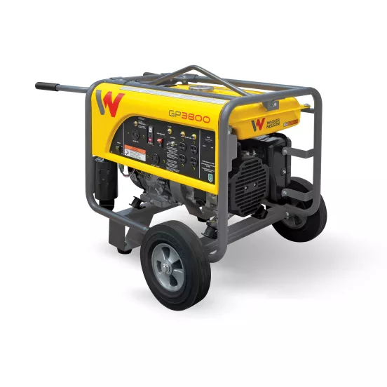 Generador portátil de 3,500 – 3,900 W, a gasolina WACKER amarillo, gris y negro