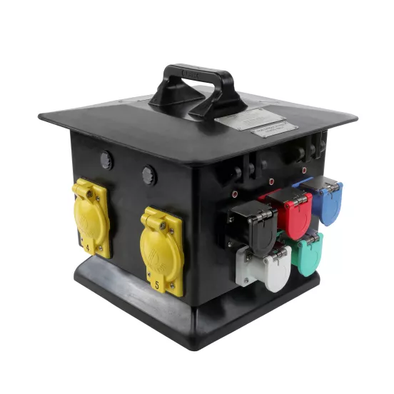 Panel de alimentación de cables de caja cuádruple de 100 A LEX negro, amarillo, blanco, rojo, azul y celadón