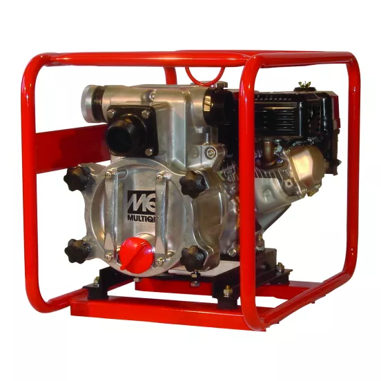 Bomba de basura, 2 in MULTIQUIP roja, plateada y negra