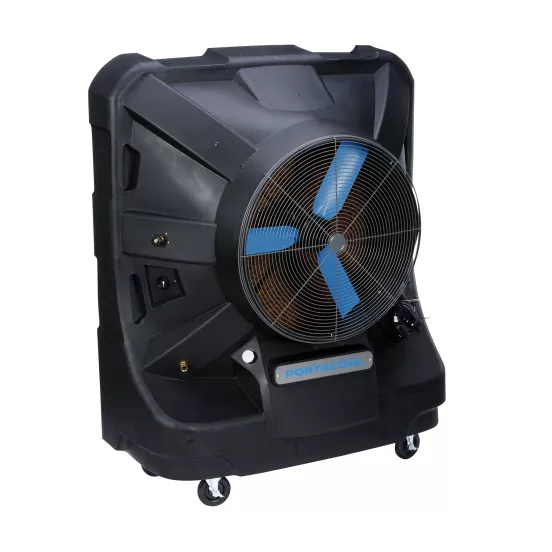 Ventilador de enfriamiento por evaporación portátil para interiores/exteriores, 12,500 CFM, 24 – 36 in PORTACOOL negro