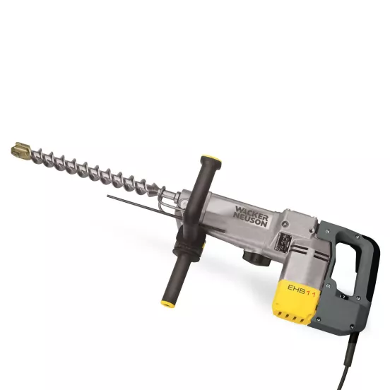 Taladro de martillo eléctrico rotatorio Wacker Neuson plateado y amarillo