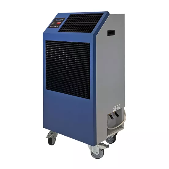 Aire acondicionado portátil enfriado a agua de 1.5 toneladas, 18,000 BTU, 115 V OCEANAIRE, azul, gris y negro