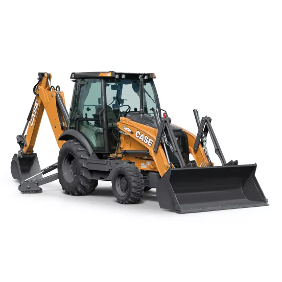 Orange and gray CASE 60-90 HP Backhoe Loader, 14 ft. de profundidad de excavación