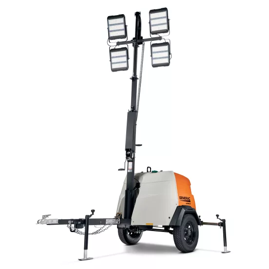 Torre de luces GENERAC remolcable en blanco, naranja y negro (especificación del DOT para señalizadores)