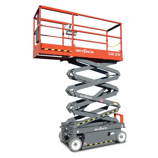 Skyjack naranja de 19 ft Elevador de tijera, eléctrico, angosto